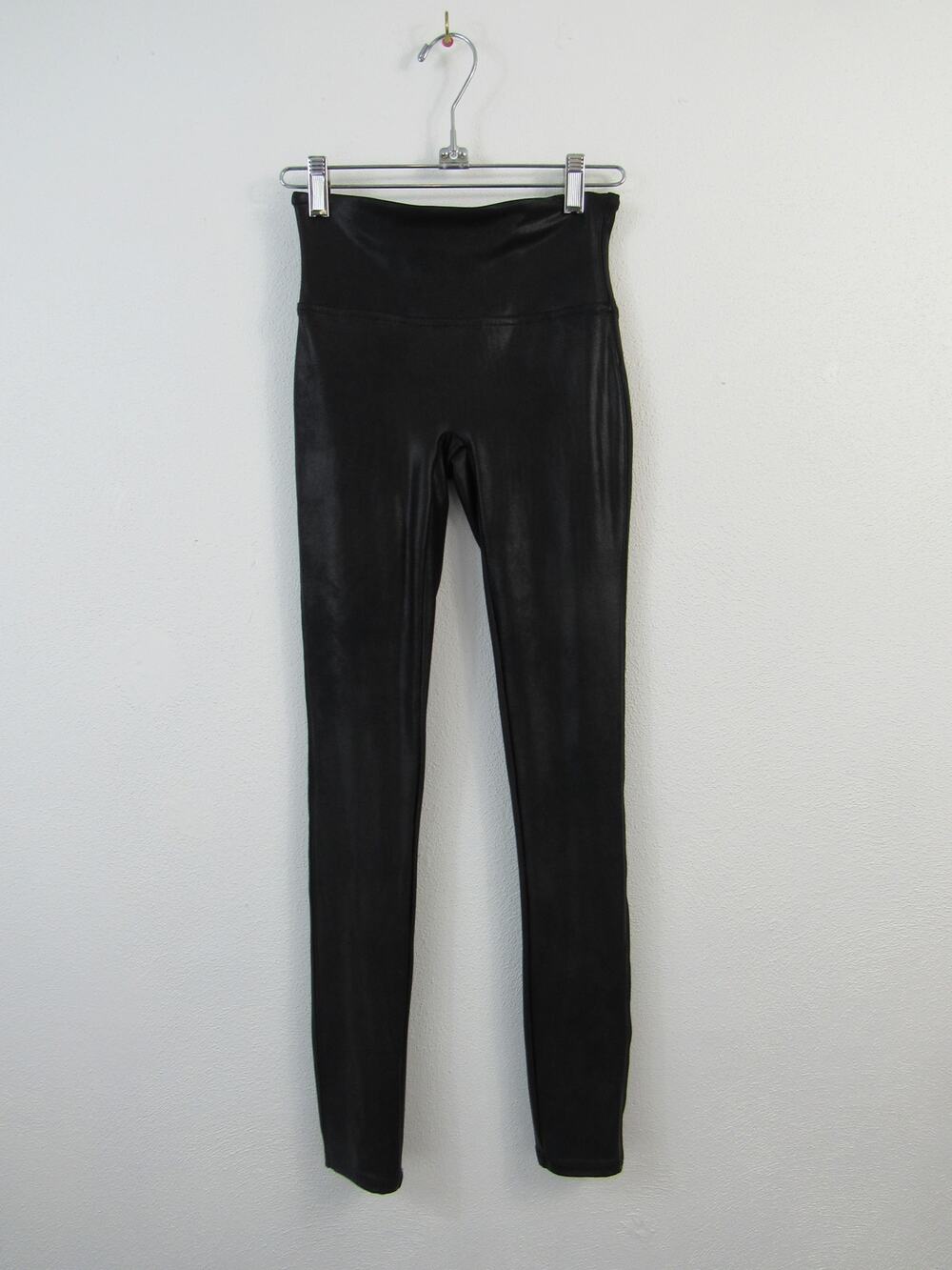 Spanx XS Faux Leather Leggings Black Shiny Skinny Athleisure